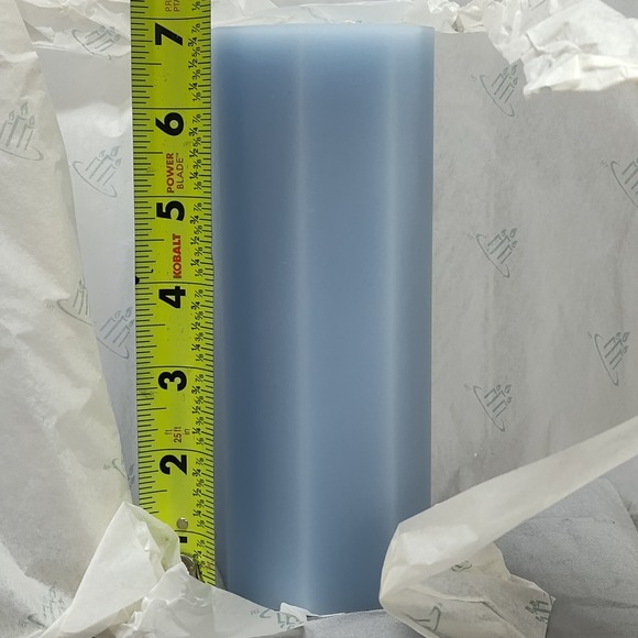 PartyLite C'EST MOI 3" x 7" Octagonal Pillar Candle C07654 Signature Blue Floral - Picture 6 of 7